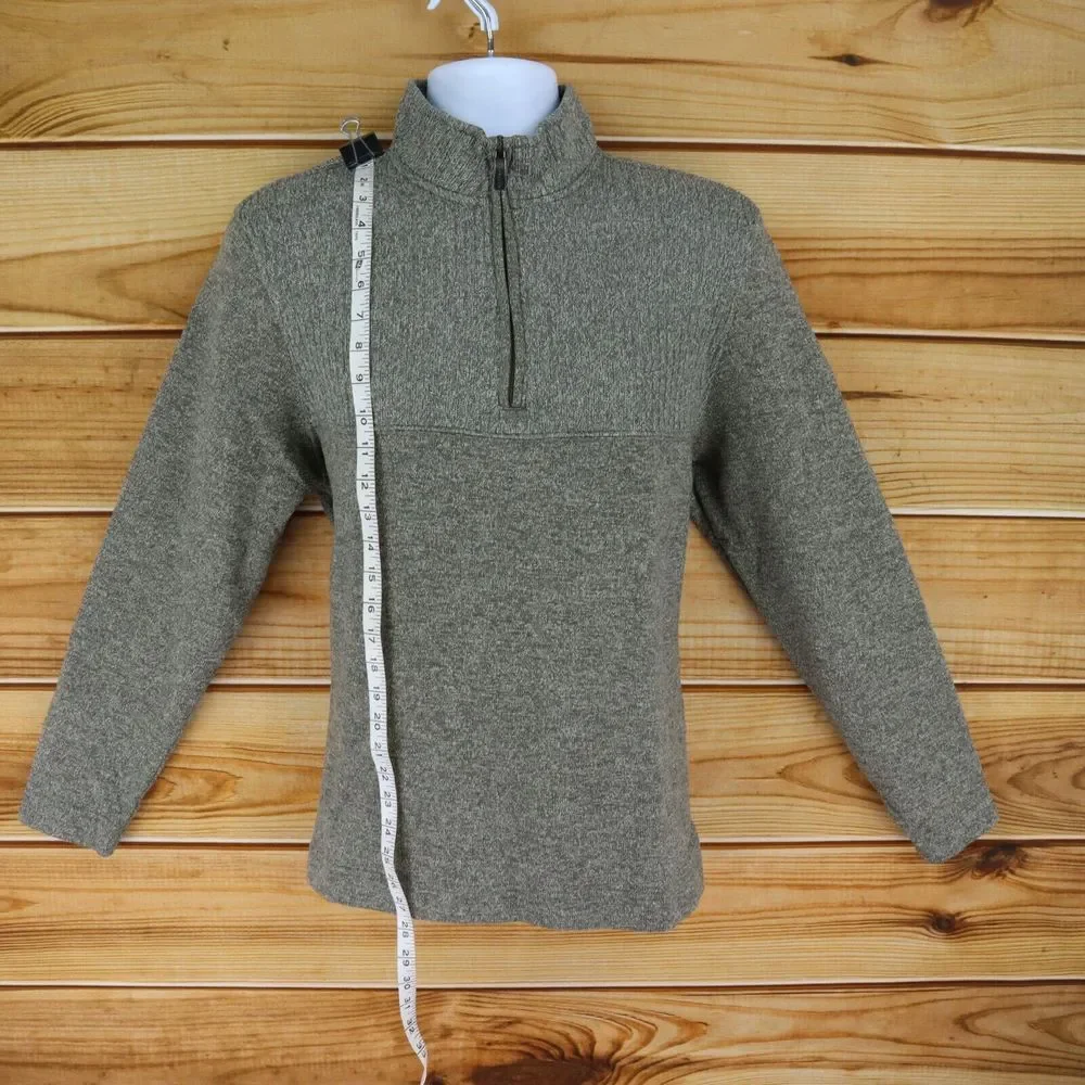 Van Heusen Flex Pullover Sweater 1/4 Zip Mock Neck Mens‎ L Brown Heathered Soft